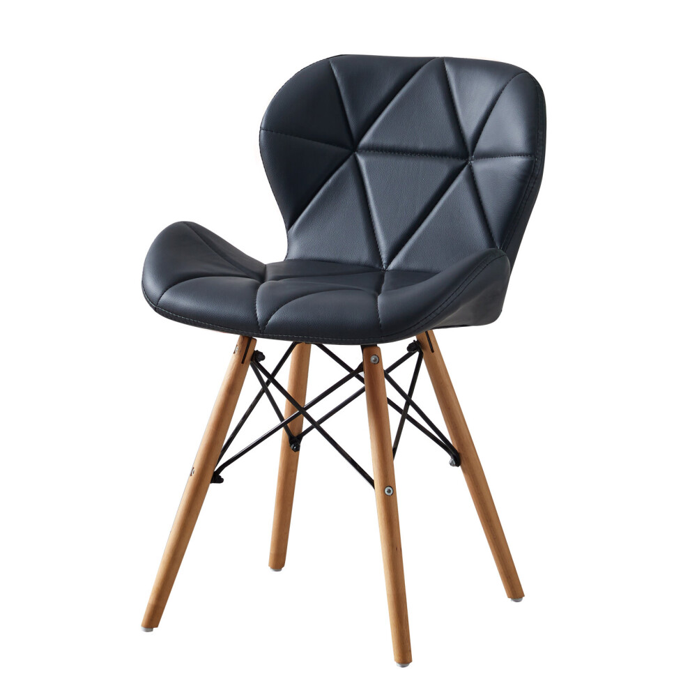 (Black) MOF Dining Chairs Wood Legs & Comfortable Padded