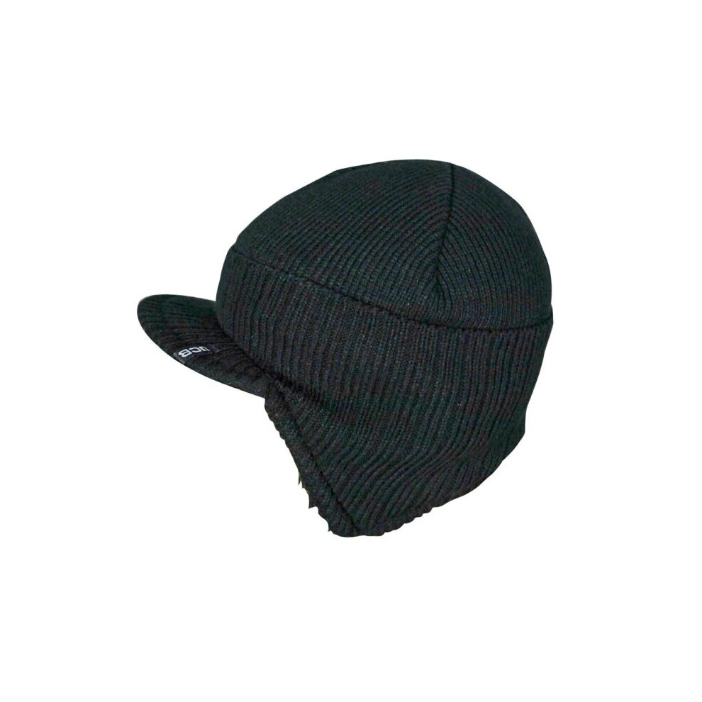 Jcb Mens Peaked Knitted Beanie Black