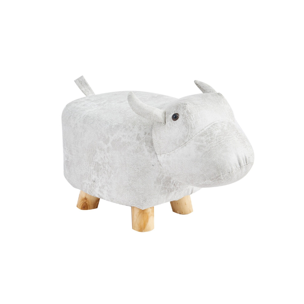 (Grey Cow) MOF Animal Footstool, Upholstered Ottoman,Creative & Cute Foot Rest Step Stool Pouffe Chair Children,