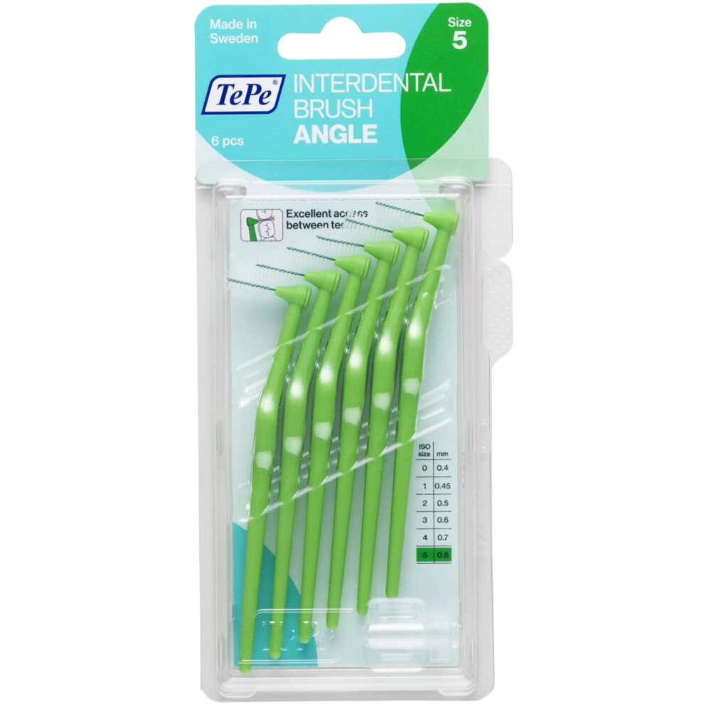 (Green (0.8mm)) TePe Angle Interdental Brushes  Easy and simple