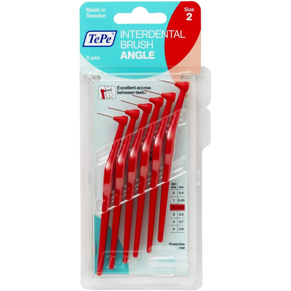 (Red (0.5mm)) TePe Angle Interdental Brushes  Easy and simple