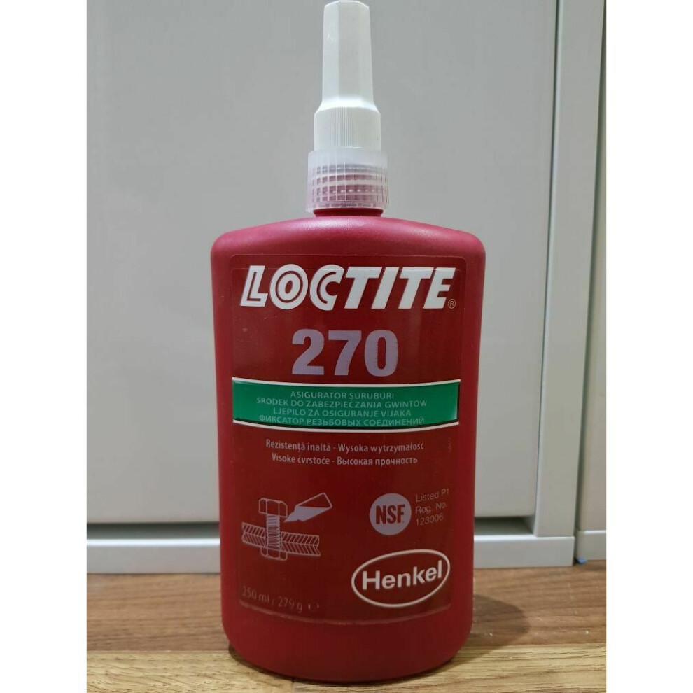 Genuine Loctite 270 high strength permanent locking adhesive 250ml