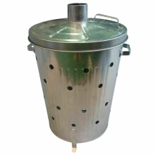 90L Galvanised Garden Rubbish Incinerator with Chimney Lid, Easy-Relocate & Quick-Burn Holes for Wood, Paper & Leaves