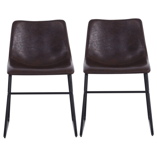 Living And Home 2pcs Leather Upholstered Luxury Dining Chairs with Metal Legs 1