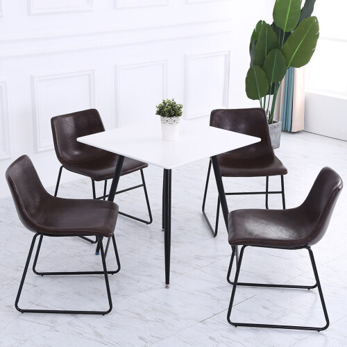Living And Home 2pcs Leather Upholstered Luxury Dining Chairs with Metal Legs