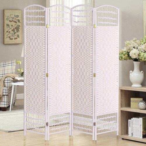 Living And Home 4 Panel Wicker Folding room Divider Partition Privacy Screen Separator 1