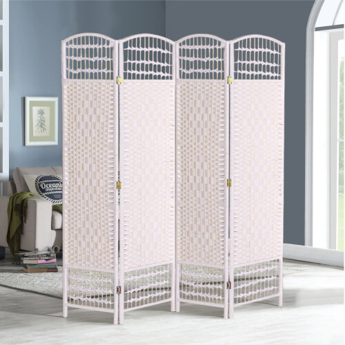 Living And Home 4 Panel Wicker Folding room Divider Partition Privacy Screen Separator