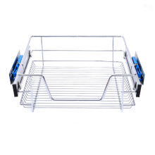(500mm, 2pcs) Metal Sliding Kitchen Cabinet Pull Out Wire Basket Organizer