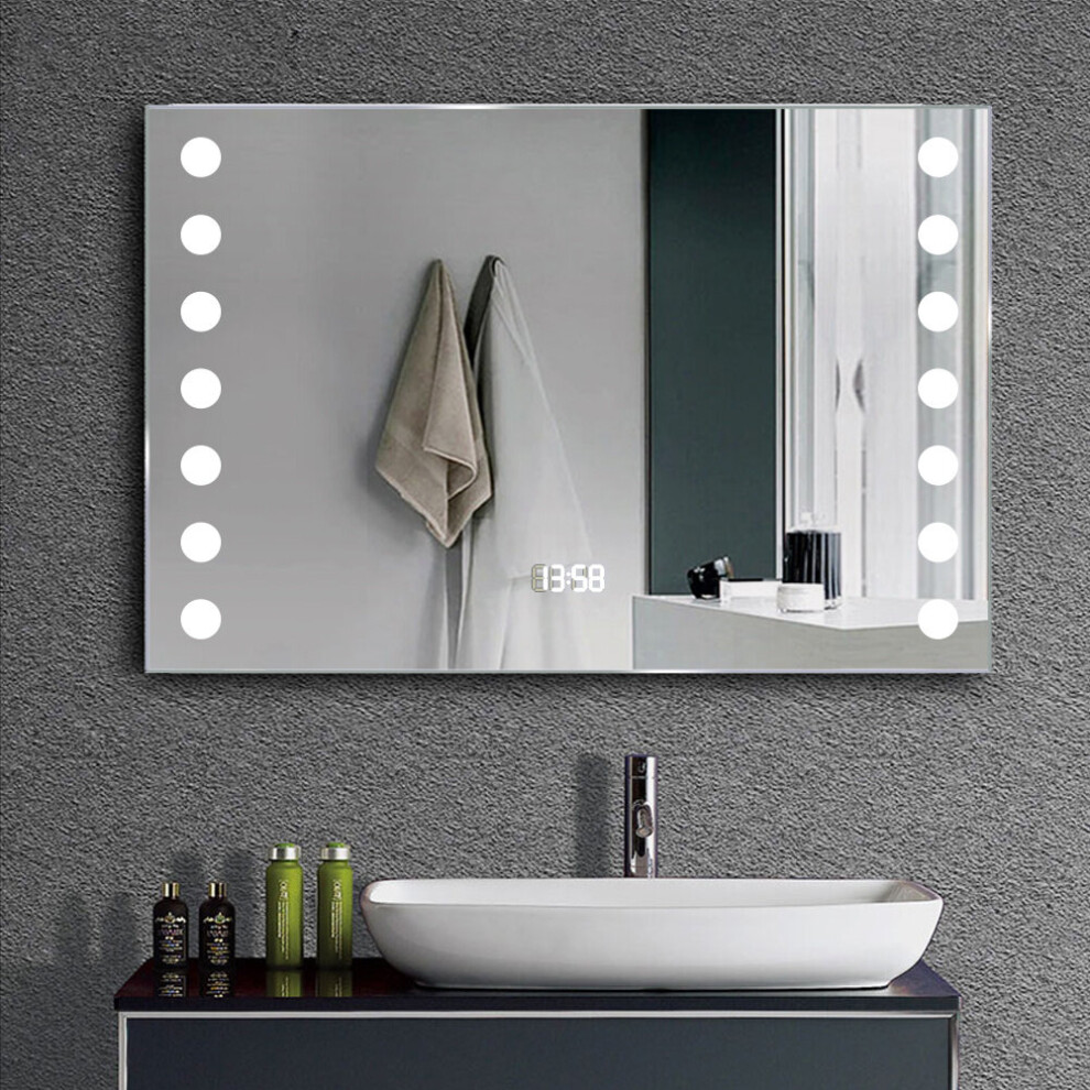 LED Sensor Demister Bathroom Mirror with Shaver Socket