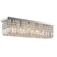 HOMCOM Modern Crystal Square Ceiling Light Chandelier - E14 Base, 80 Triangle Crystals + 60 Crystal Balls, Ideal for Living Room & Office