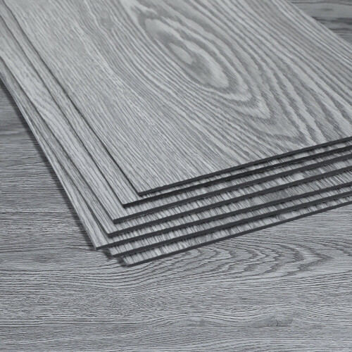 (Light Grey) 36Pcs Self-Adhesive PVC Flooring Planks Stickers
