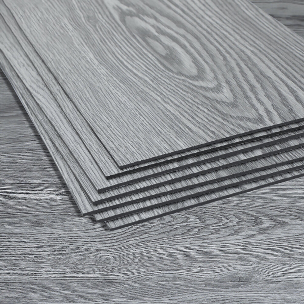 (Light Grey) 36Pcs Self-Adhesive PVC Flooring Planks Stickers