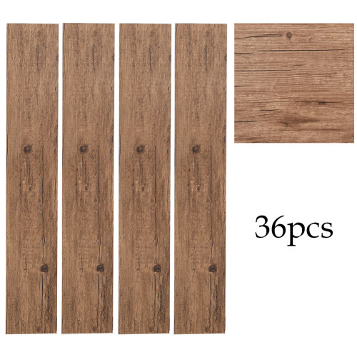 Living And Home (Walnut) 36Pcs Self-Adhesive PVC Flooring Planks Stickers 1
