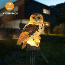 LED Owl Solar Power Garden Light Waterproof Statue Lamp Ornament Lawn