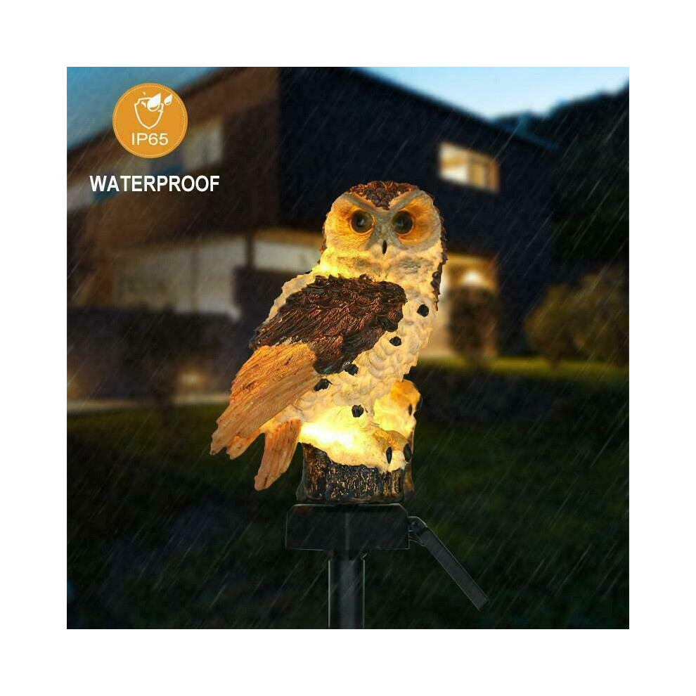 Led Owl Solar Power Garden Waterproof Statue Lamp Ornament Lawn Light