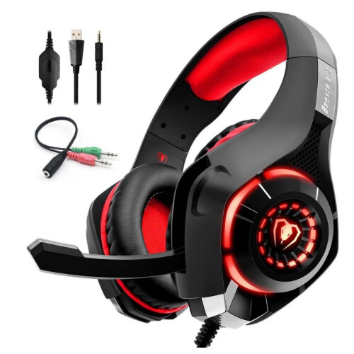 (Red) Head-mounted gaming headset Luminous Notebook USB 1