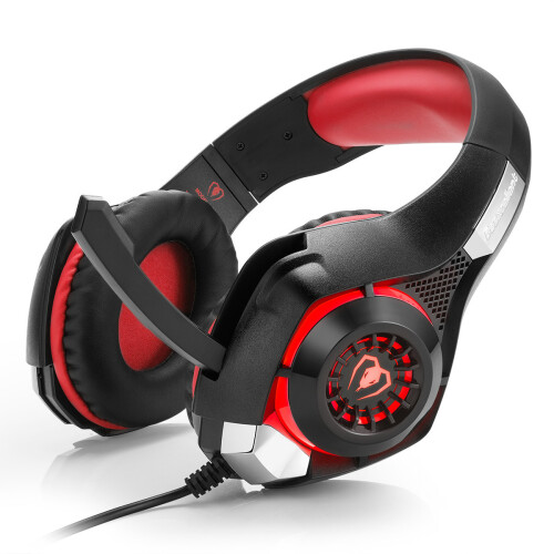 (Red) Head-mounted gaming headset Luminous Notebook USB