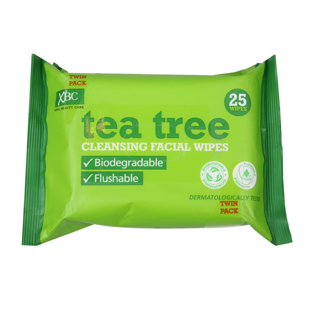 Tea Tree Daily Use Face Cleansing Facial Make Up Impurities Removal 25 Wipes x 2