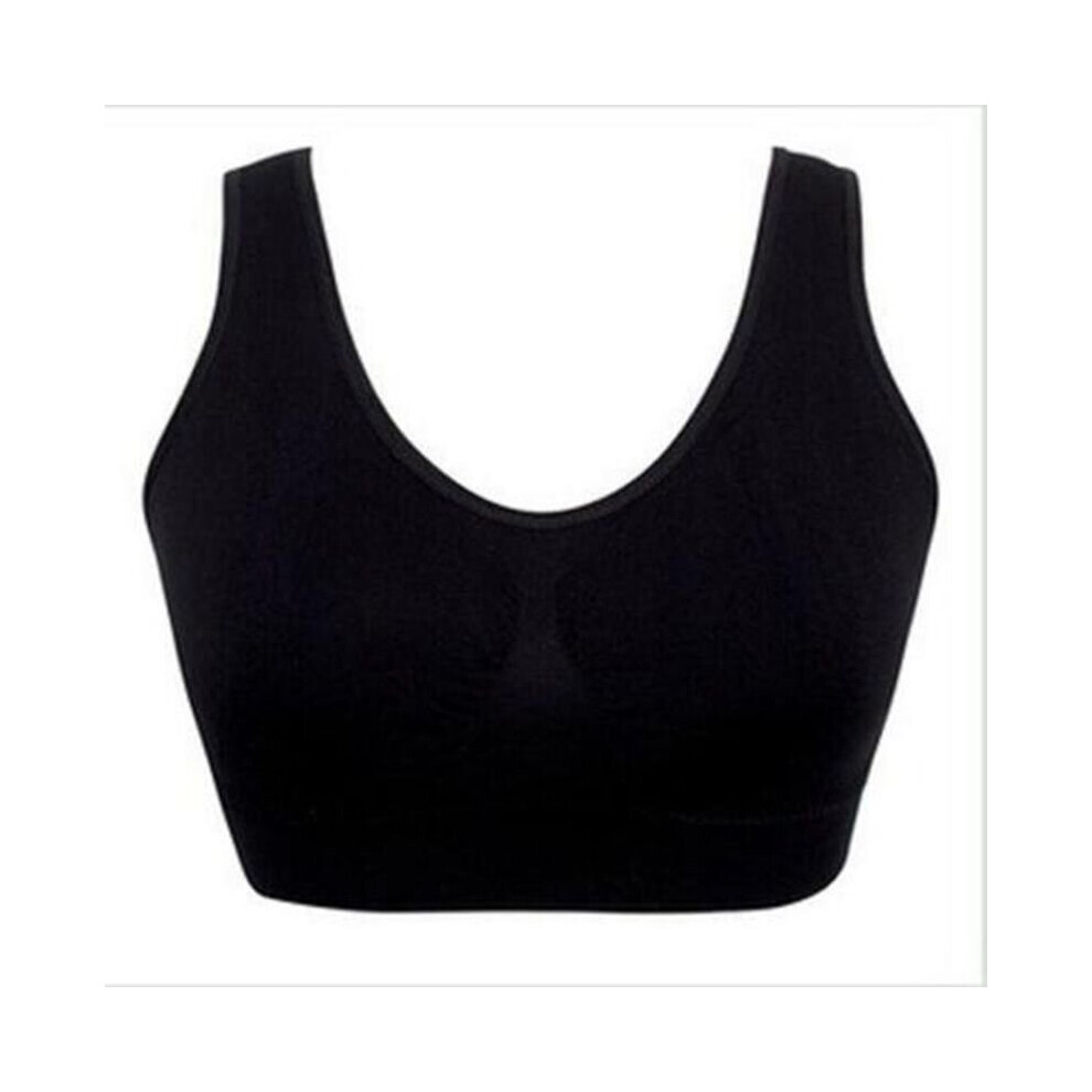 (Black, L(36D-38C)) Women Seamless Fitness Yoga Bra Stretch Top Vest