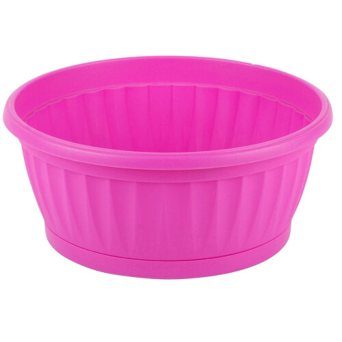 (Pink) 25cm Bright Coloured Round Plant Pot & Saucer Planter 4.5 Litres Planters on OnBuy