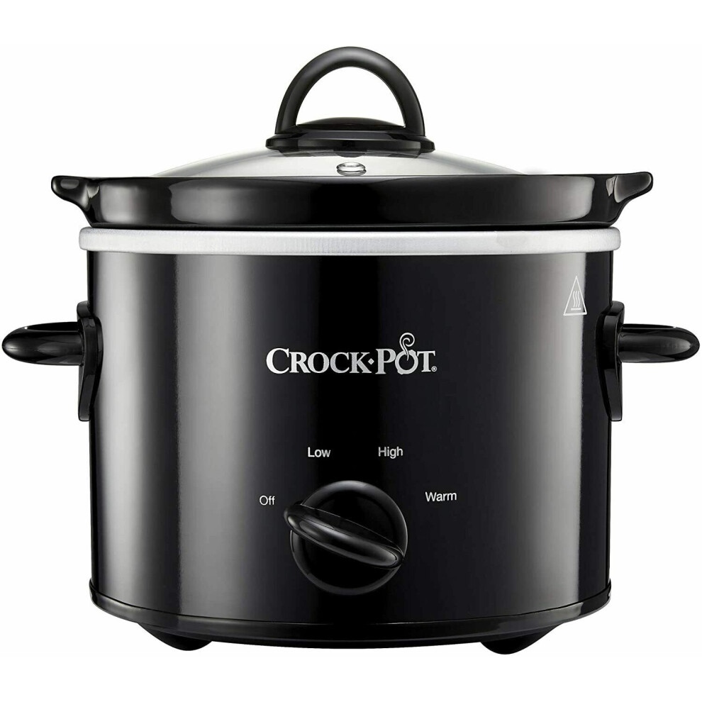 Crock Pot Slow Cooker Ceramic Bowl Glass Lid, Black - CSC080