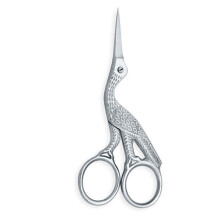 (Silver - 4") EXJ - STORK Scissors - Eyebrow & EMBROIDERY CRAFT & SEWING Cross-Stitch Scissors