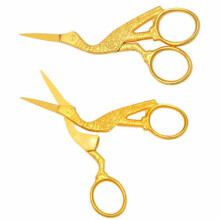 (Gold - 4") EXJ - STORK Scissors - Eyebrow & EMBROIDERY CRAFT & SEWING Cross-Stitch Scissors