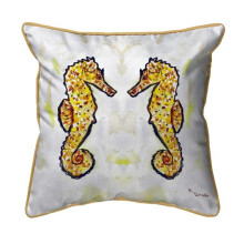 12 x 12 in. Gold Sea Horses Small Indoor & Outdoor Pillow