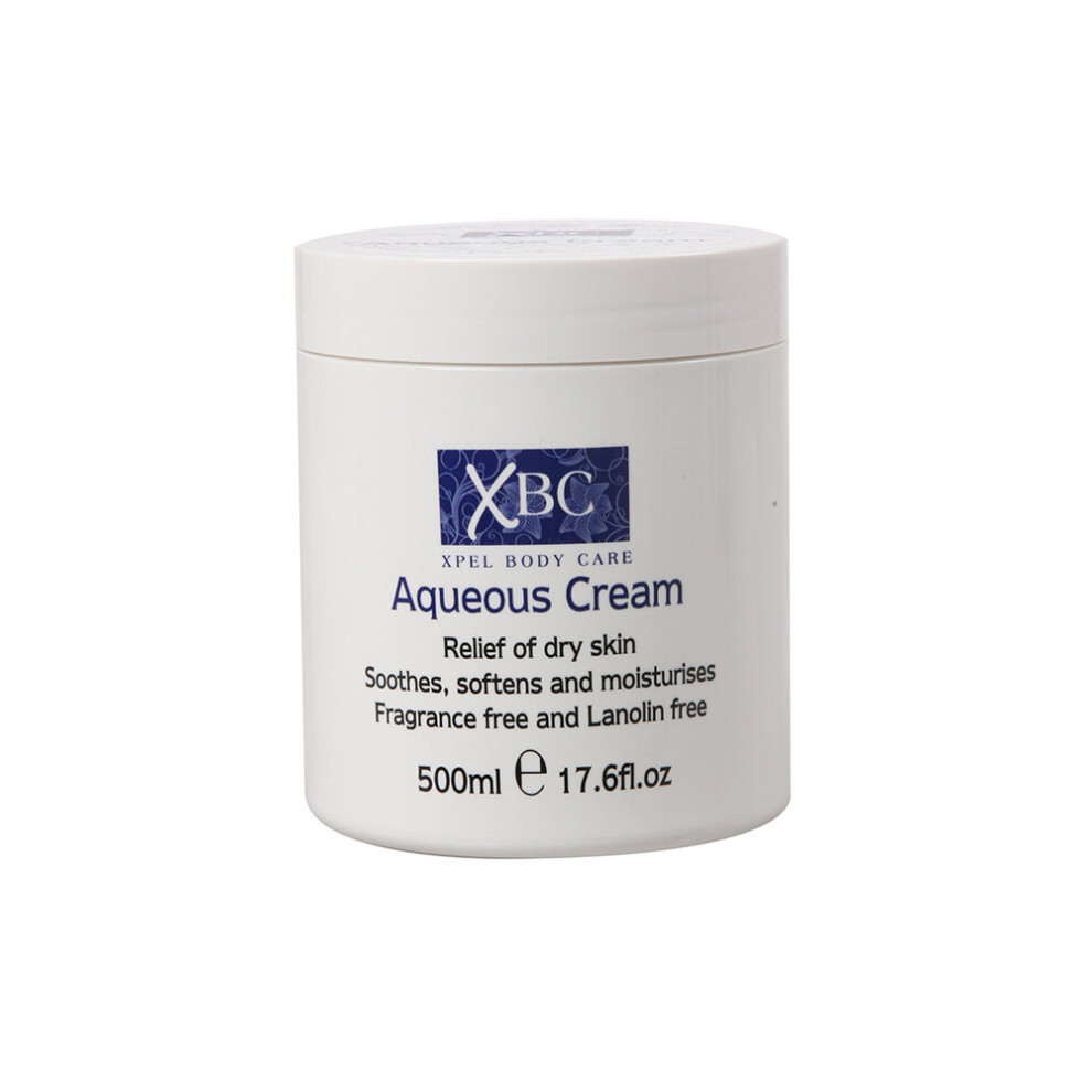 XBC Aqueous Cream Emollient 500ml Large Tub Relief for Dry Skin (Fragrance Free) x 12