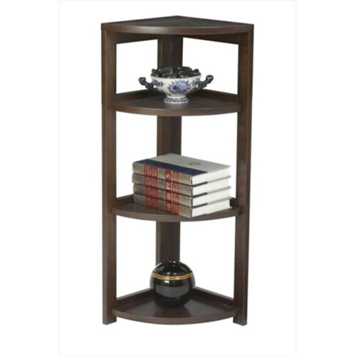 34 In. High Corner Folding Bookcase - Mocha Walnut