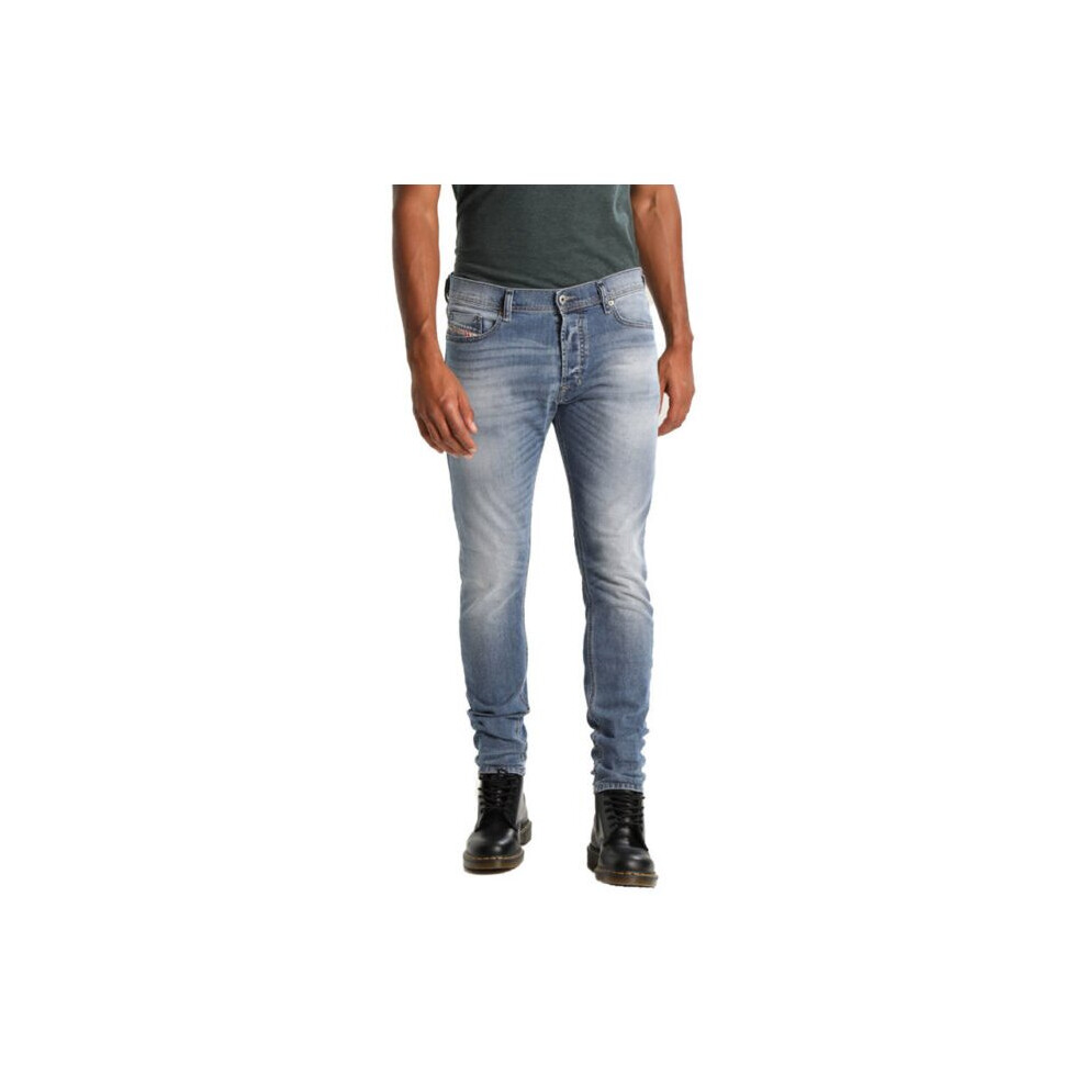 Diesel (W27 L32) Tepphar 0842H Mens Denim Jeans Stretch Slim Fit Carrot Denim Pants Blue