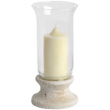 Stone-Based Hurricane Lantern with Glass Enclosure and Antiqued Finish