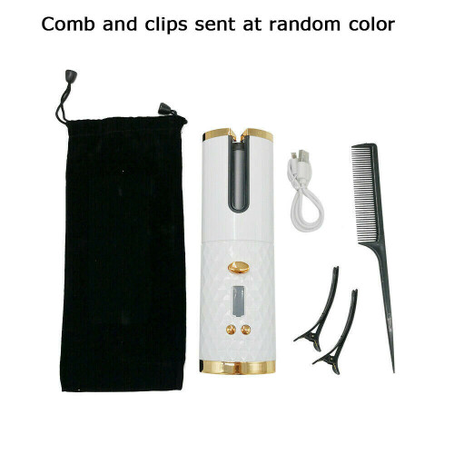 (White) Cordless Automatic Hair Curlers Rechargeable