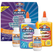 Elmerâs Colour Changing Slime Kit | Slime Supplies Include Colour Changing Glue | With Magical Liquid Slime Activator | Activates with UV Light | 4