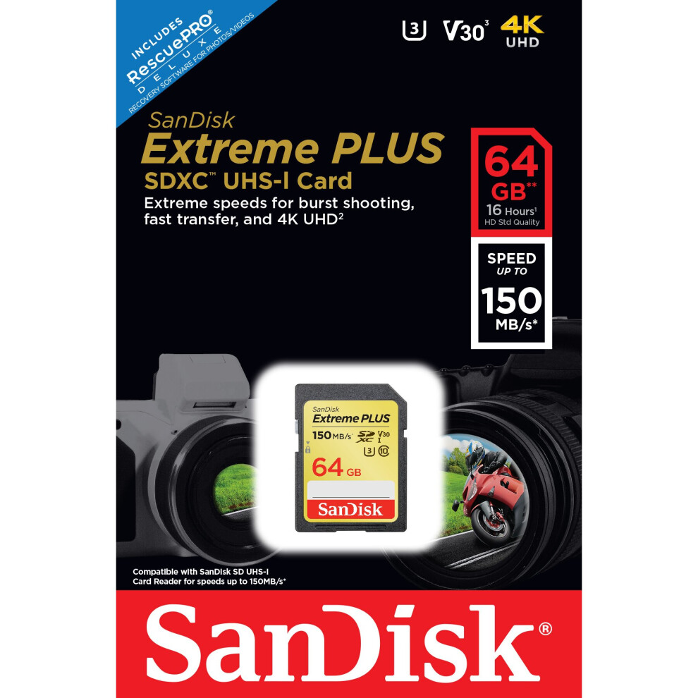 Sandisk Extreme PLUS memory card 64 GB SDXC Class 3 UHS-I