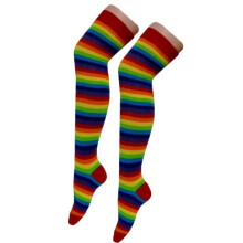 Ladies Rainbow Stripe OTK Over The Knees Socks Size 4-6
