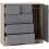 Seconique Nevada 5 Drawer 1 Door Low Wardrobe Grey Gloss and Light Oak Effect Veneer 2