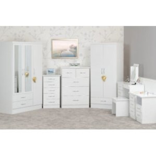 Seconique Nevada 2 Drawer Bedside White Gloss 1