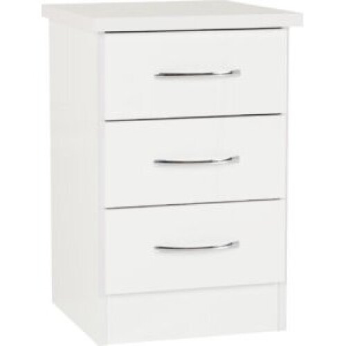 Seconique Nevada 2 Drawer Bedside White Gloss