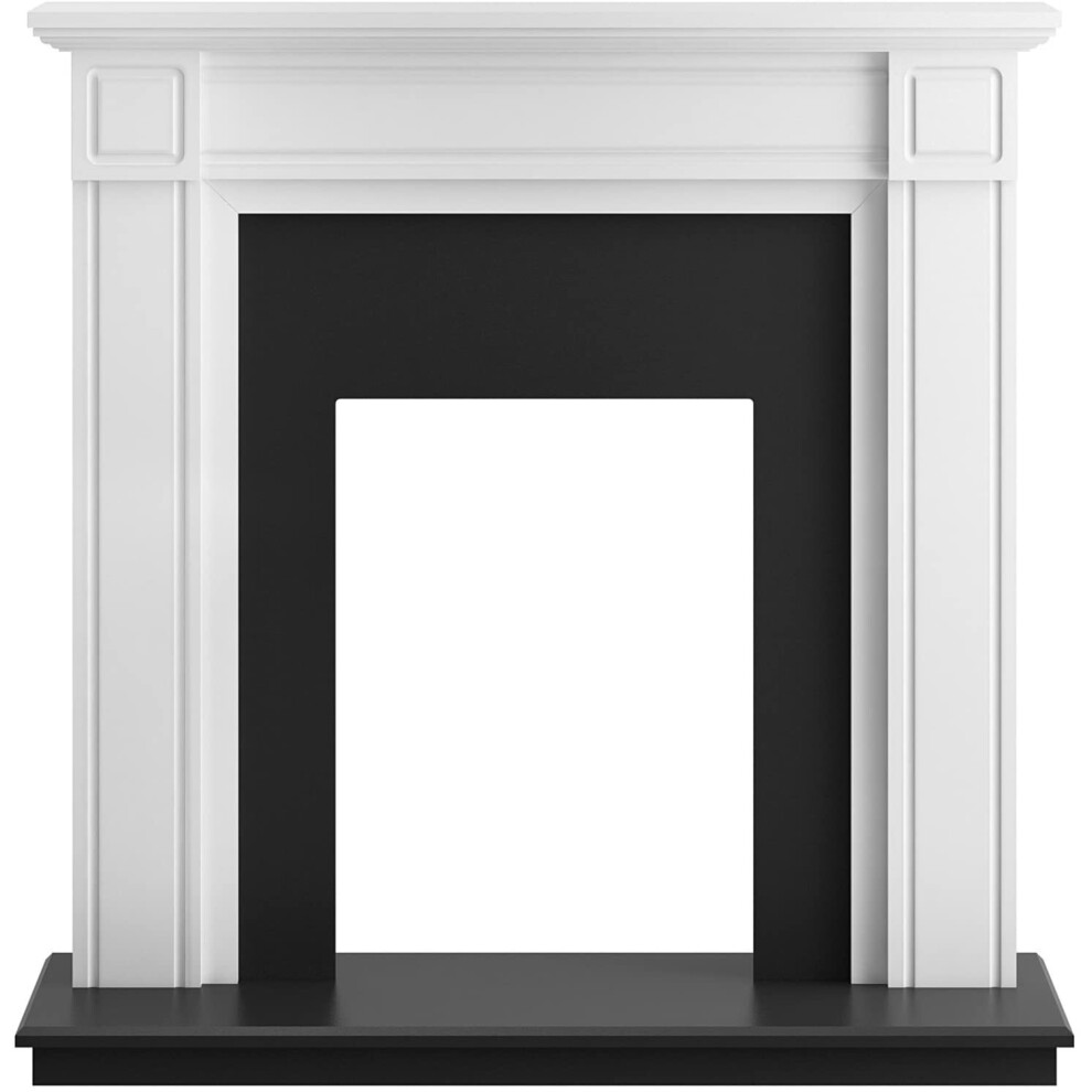 Adam Georgian Fireplace in Pure White and Black, 39 Inch