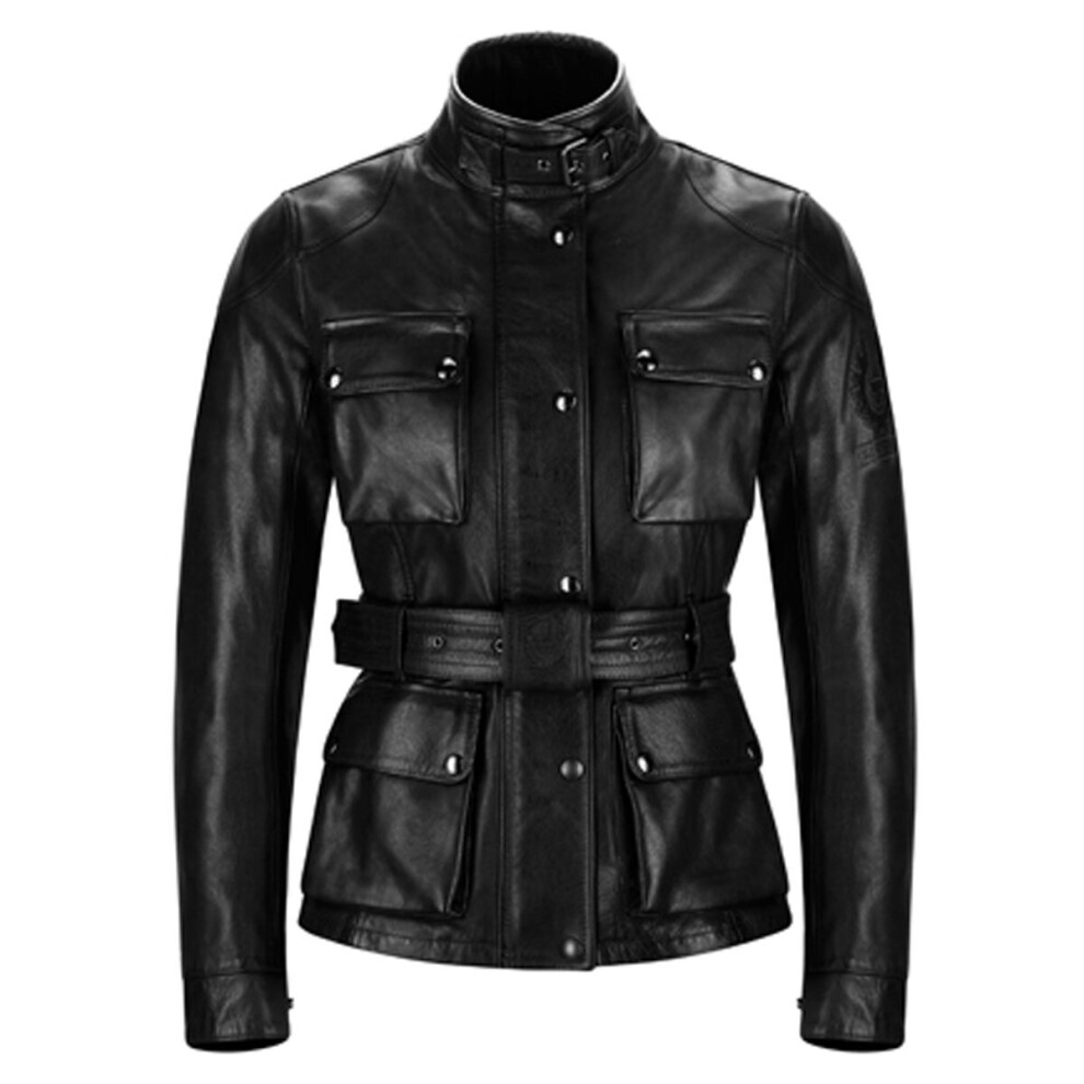 (38) Belstaff Classic Tourist Trophy Ladies Leather Jacket Black 7613355010261