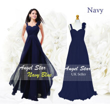 (Navy Blue, 20) New Formal Chiffon Long Evening Ball Gown Party Prom Wedding Bridesmaid Dress UK