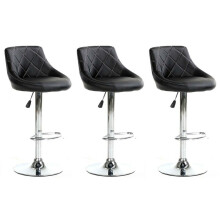 SET OF 3 BLACK MADRID GAS LIFT BAR STOOLS, BREAKFAST KITCHEN BAR ETC