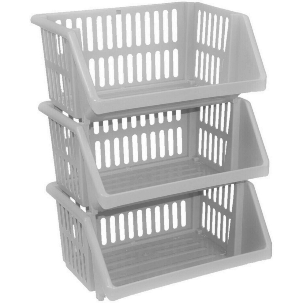 (KITCHEN FRUIT VEGETABLE STORAGE BASKET RACK STACK-ABLE 35CM) STACK-ABLE 1 2 3 4 5 TIER STORAGE BASKET RACK