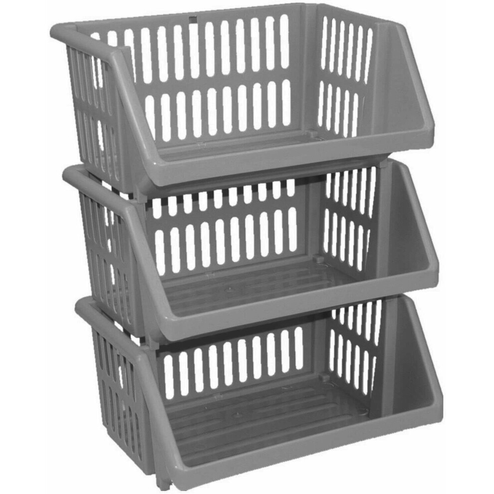 (KITCHEN FRUIT VEGETABLE STORAGE BASKET RACK STACK-ABLE 35CM) STACK-ABLE 1 2 3 4 5 TIER STORAGE BASKET RACK