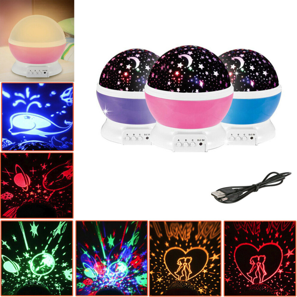 (Sky full of stars and moon, Pink) LED Night Light Projector Starry Sky Roof Decor