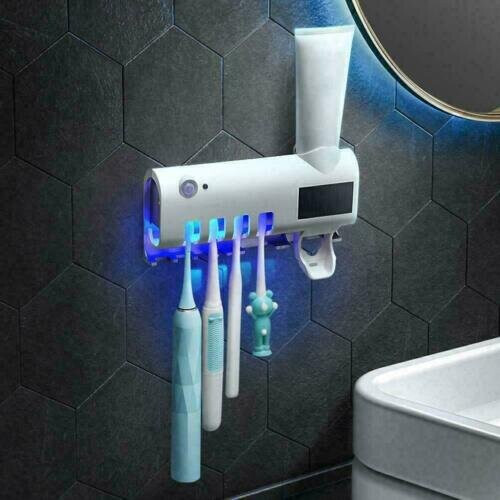 Auto Toothpaste Dispenser Squeezer UV Toothbrush Holder Wall Mount 1
