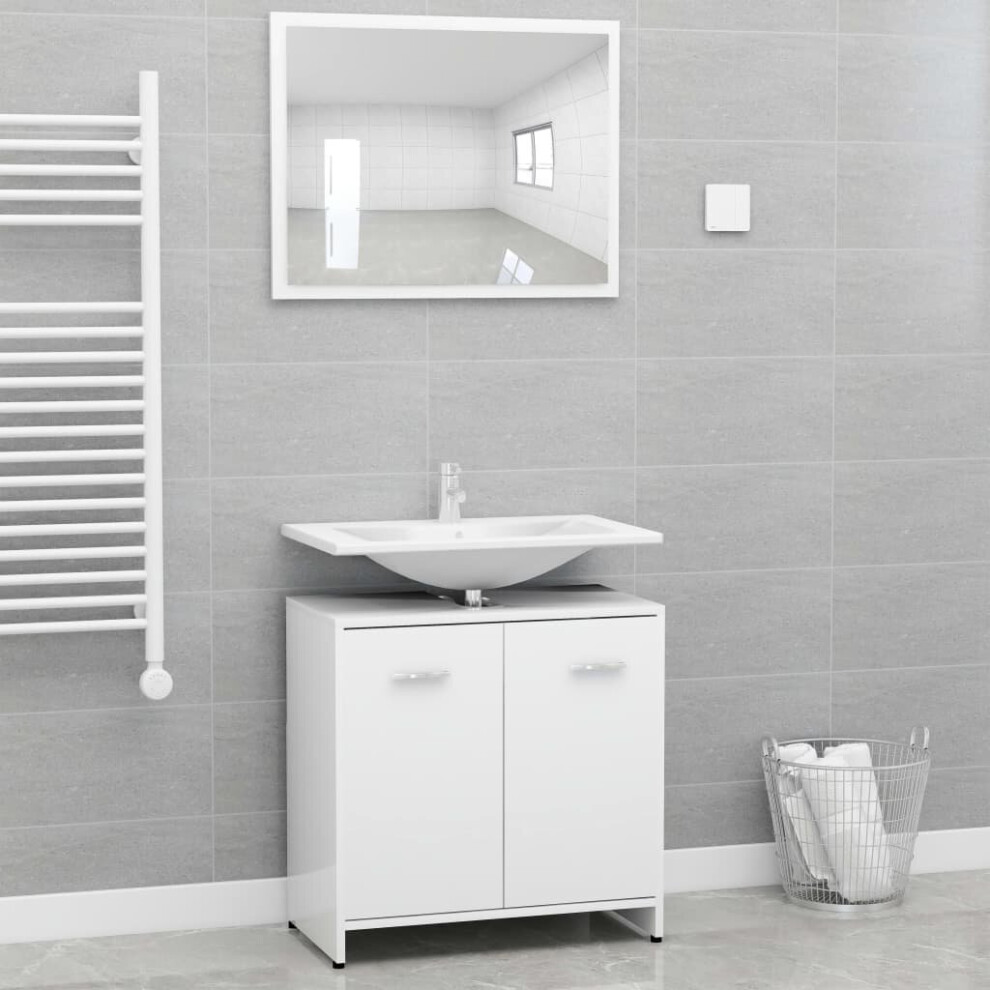 vidaXL Bathroom Furniture Set White Chipboard Washroom Cabinet Unit Organiser