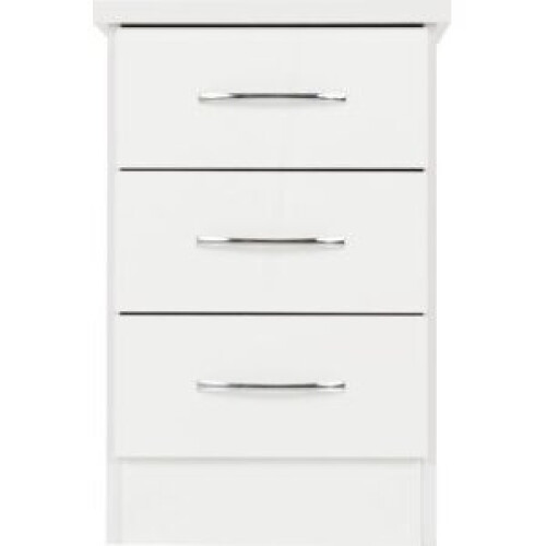 Seconique Nevada 3-Drawer Bedside White Gloss Flat Pack - 40 x 40 x 61 cm, 100-103-059 2