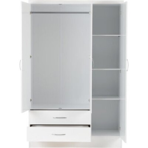 Seconique Nevada 3 Door 2 Drawer  Mirrored Wardrobe White Gloss 1